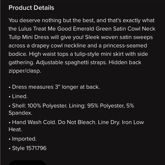 NWT Lulus Treat Me Good Emerald Green Satin Cowl Neck Tulip Mini Dress - Picture 10 of 12